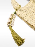 Bolsa Tote Efecto Rafia Con Detalle De Conchas Colgante S natural