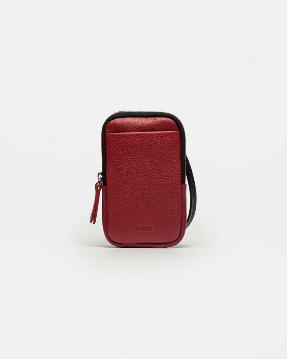 Porta Celular Pia En Cuero Graneado - Rojo 