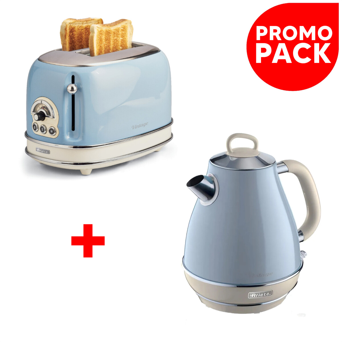 Tostadora Ariete Vintage Retro 2 Panes - PK TOSTADORA+HERVIDOR ARIETE AZUL 