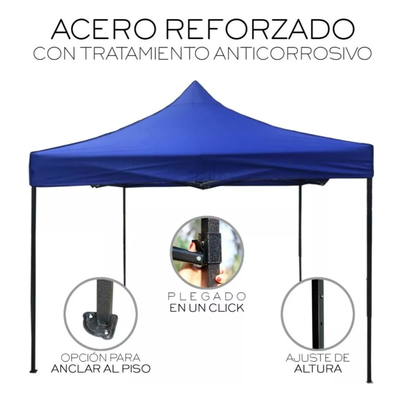 Gazebo Plegable Toldo Super Reforzado 2x2x2 Filtro Uv Pf Azul