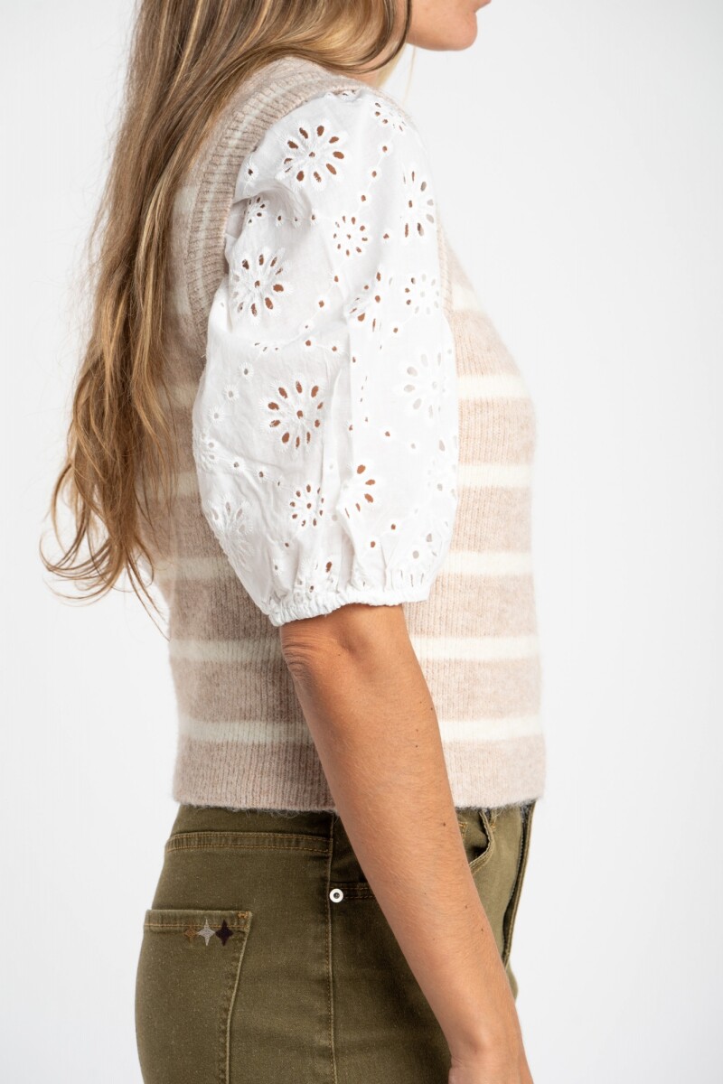 Chaleco Tejido Rayado Nacar