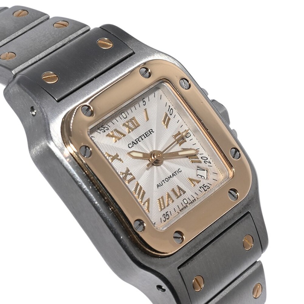 Cartier Santos Galbee, 24 mm, acero y oro, modelo 2423, automático con calendario. Cartier Santos Galbee, 24 mm, acero y oro, modelo 2423, automático con calendario.