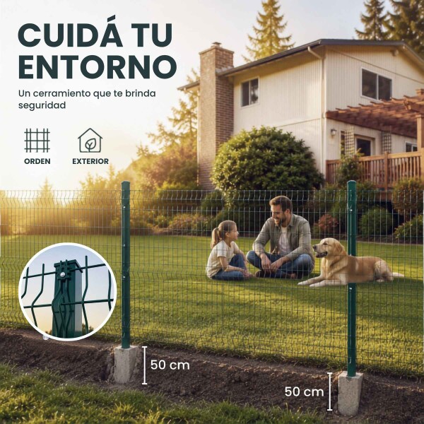 Cerco Reja Perimetral 5 x 1,83 m con Postes y Grampas Verde