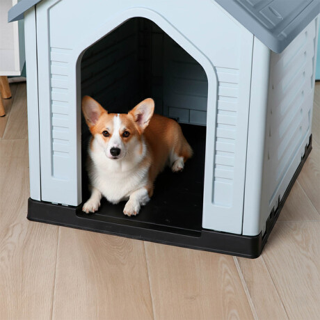 Casa Cucha Mascota Perro 60x66x52 Resistente + Piso Gris