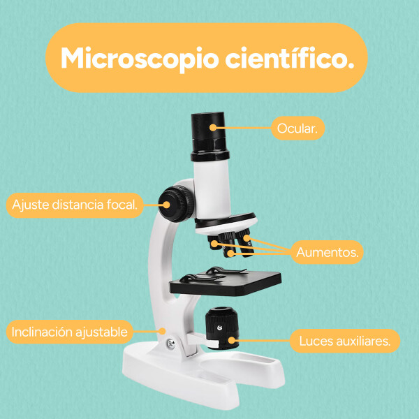 Microscopio Infantil Niños C/ Aumento 1200x 360° Kit Ciencia Color Blanco