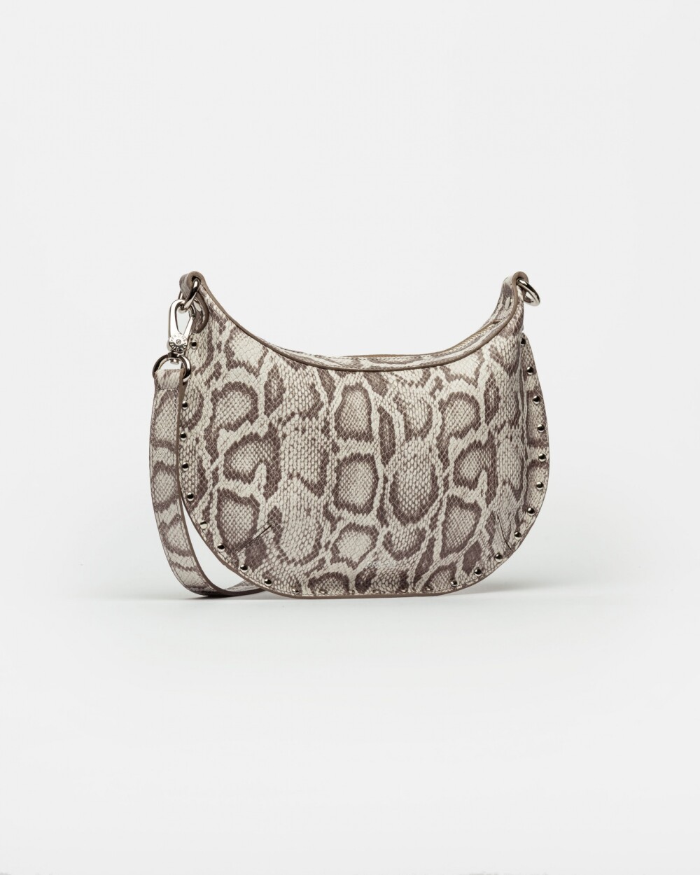 Bandolera Luna En Cuero Snake Print Natural