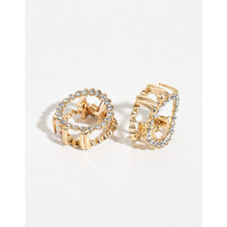 Set De Broches Con Strass Combinacion Bicolor