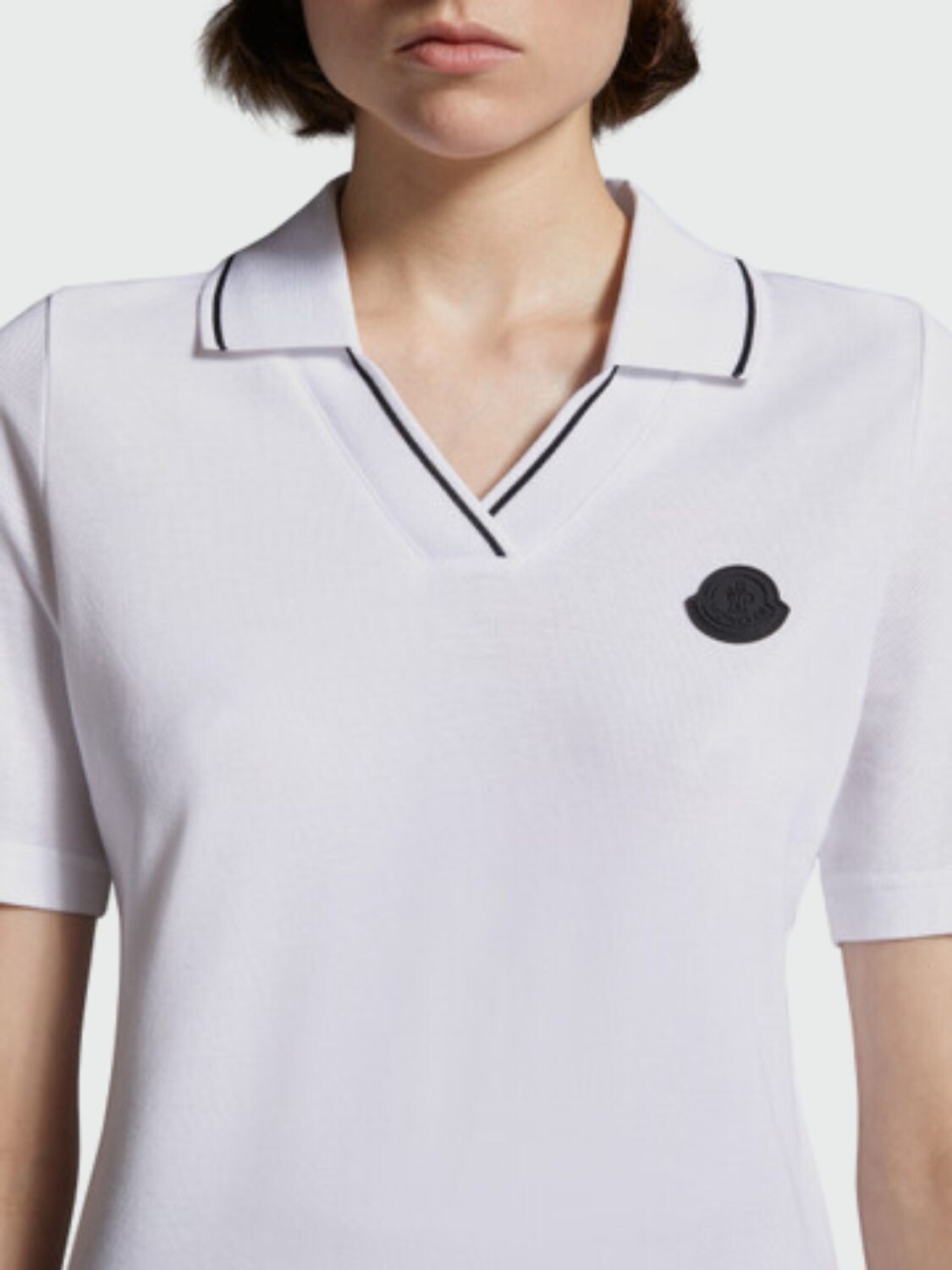 Moncler -Remera polo de algodón manga corta Negro