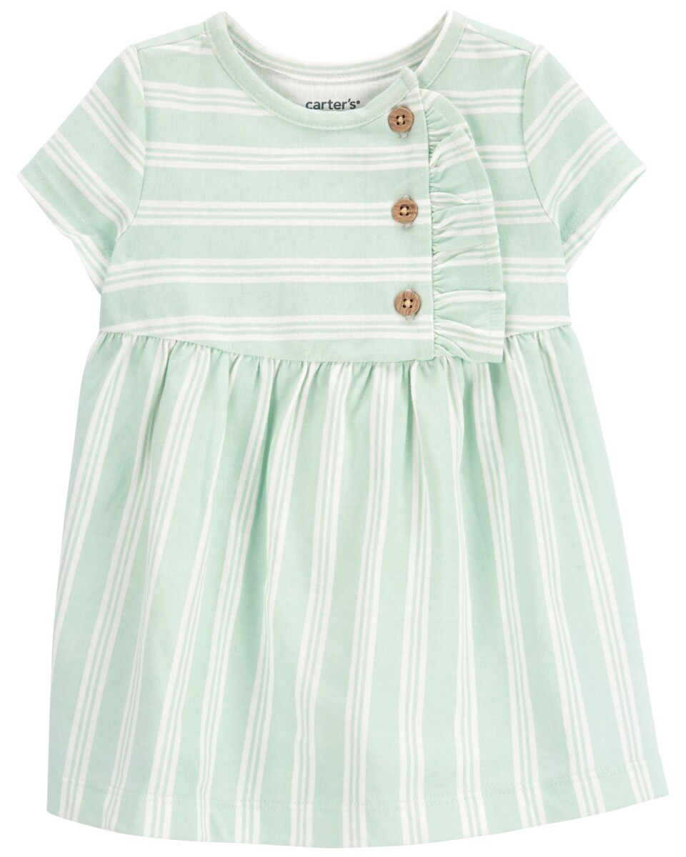Vestido de algodón con botones y diseño a rayas 