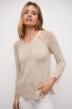 Sweater cinta escote V beige melange