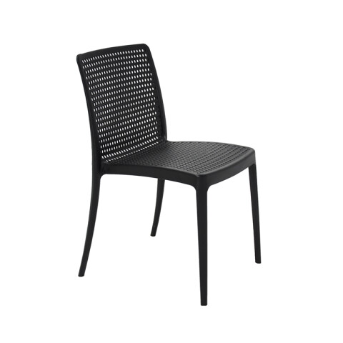 Silla apilable negra ISABELLE con respaldo calado TD0623