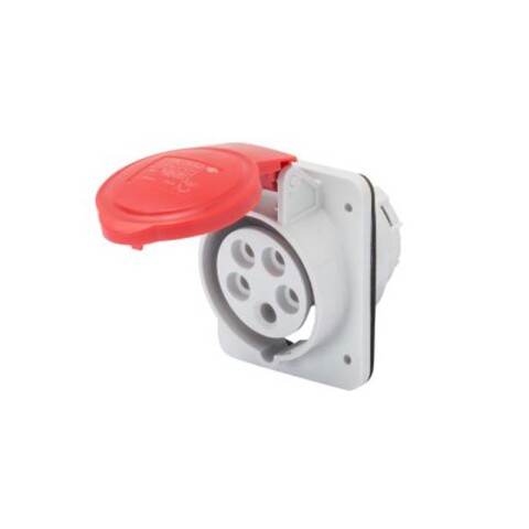 Tomacorriente de embutir industrial 3P+T+N 32A 6HS 380V roja IP44 GG2221