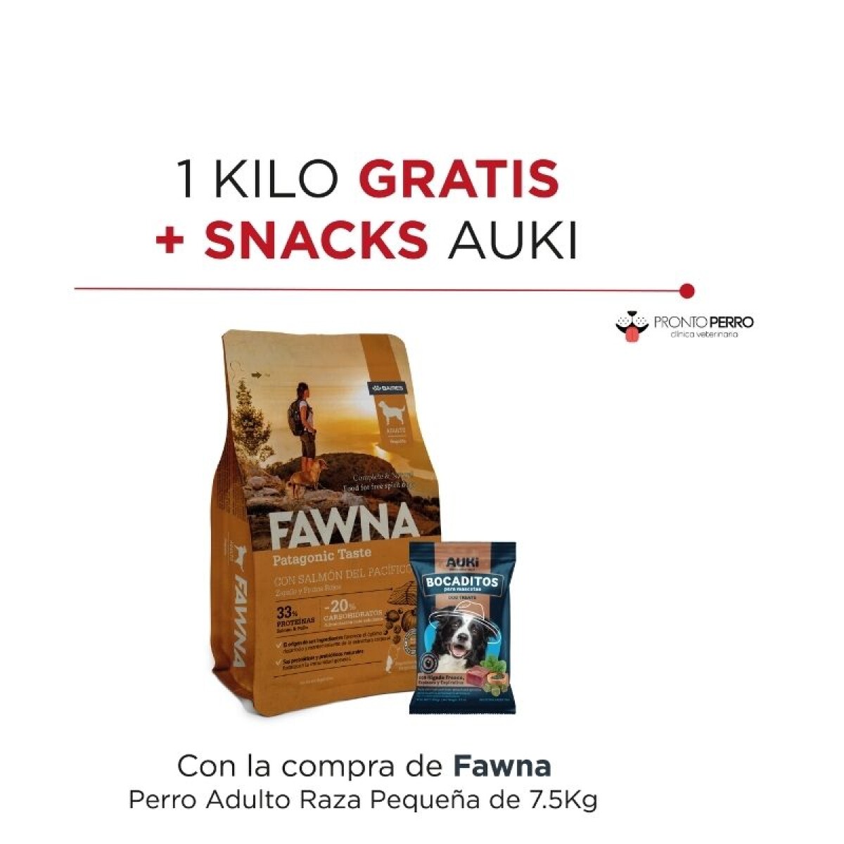 PROMO Fawna Perros Adultos Razas Pequeñas 7,5+1 kg + 1 Auki 100grs de Obsequio! 