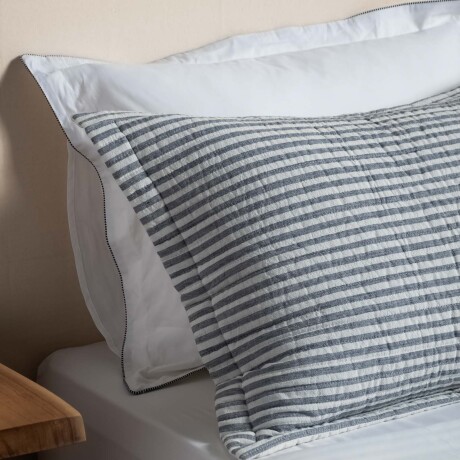 SET CUBRECAMA 1 PLAZA ALGODON AZUL COTTON STRIPE