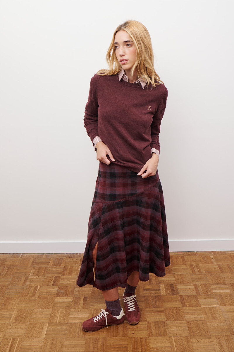 FALDA CUADROS BURDEOS