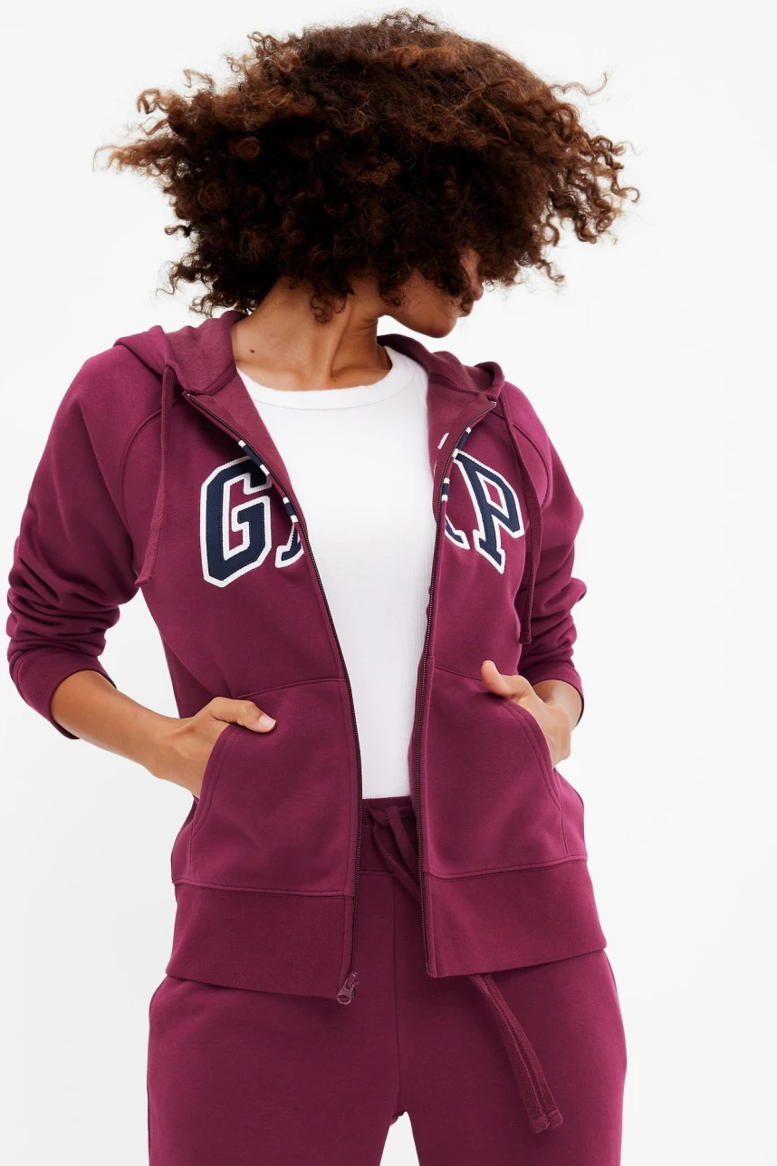 Canguro Con Cierre Logo Gap Mujer Ruby Wine