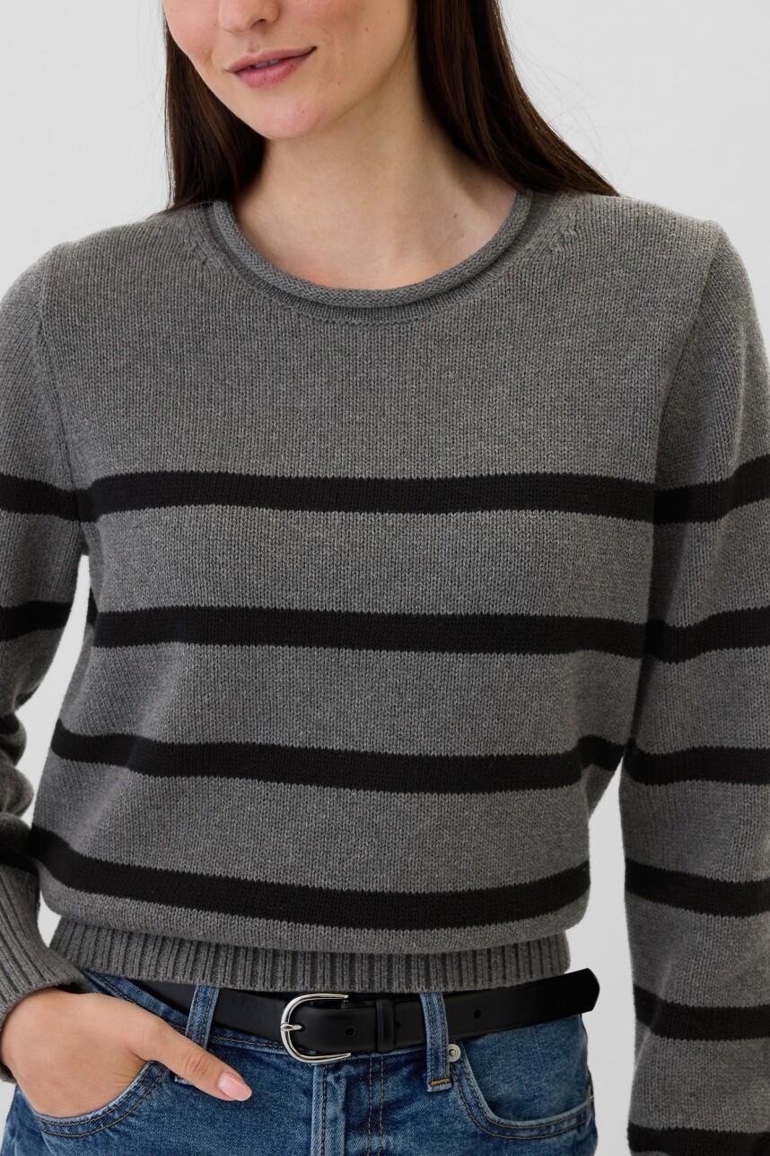 Buzo Algodón Mujer Grey Stripe