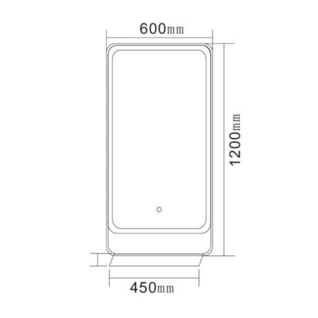 Espejo Anticorrosion 60X120 Con Sensor One Touch Y Luz Led - Negro Mate 000