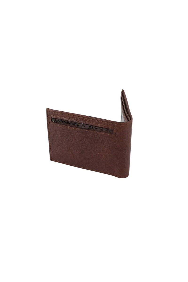 Billetera de cuero con cierre Marron