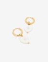 Aros Argollas Piedra Aros Argolla De Acero Dije Nácar - Dorado