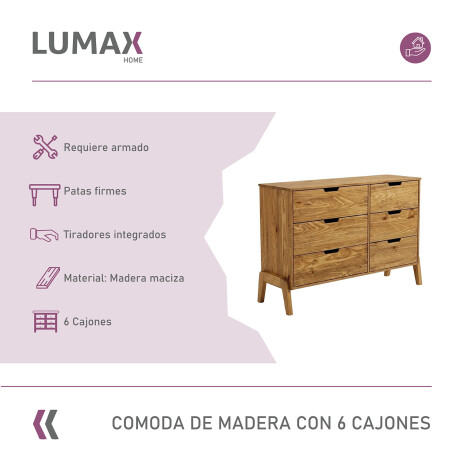 Cómoda Lumax 6 cajones de madera Cómoda Lumax 6 cajones de madera