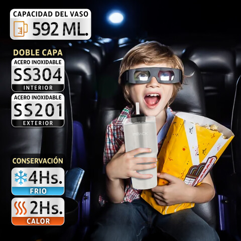 Vaso Termico Doble Capa 592ml Con Tapa Acero Inoxidable Vaso Termico Doble Capa 592ml Con Tapa Acero Inoxidable