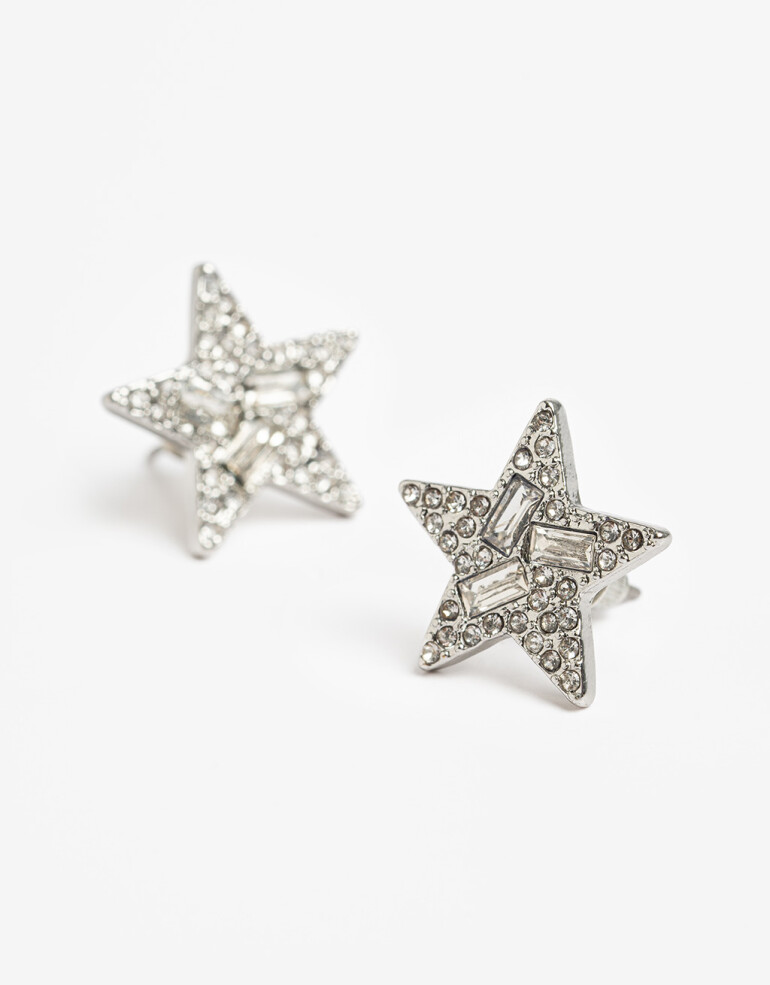 Aros Pasantes Strass Pasantes Estrellas - Cristal