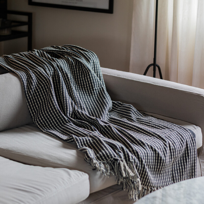 Manta para sillón y cama algodón Grafito 180 x 130 cm