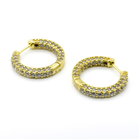 Par de aros de plata 925 con baño de oro amarillo con circonias. Par de aros de plata 925 con baño de oro amarillo con circonias.