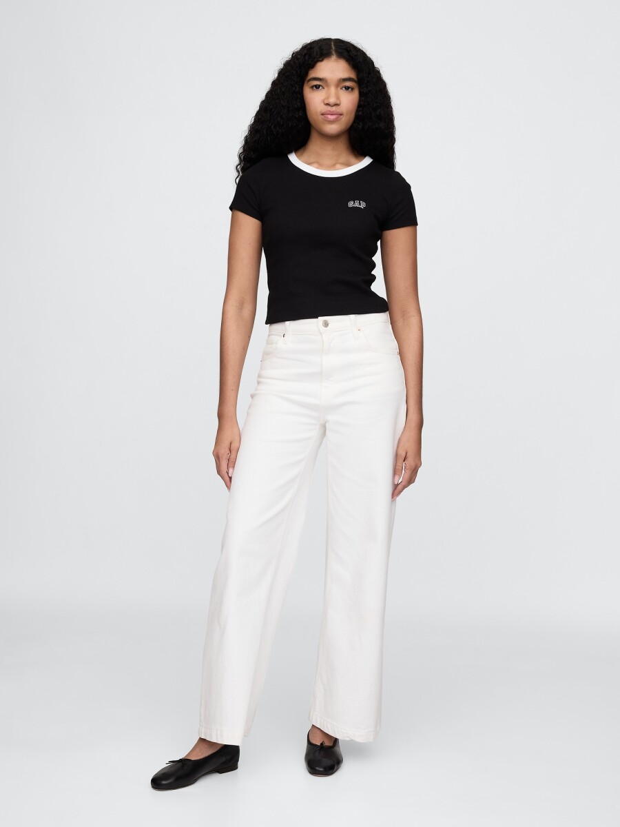 Remera Mini Logo Gap Mujer - Black White Pk 