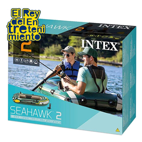 Bote Intex Gomón Inflable 2 Personas Remo Inflador 1