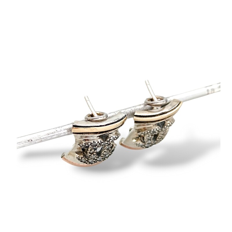 Caravanas Vintage Zirconia-Plata y oro-Zirconia-CA5131 conpiedra
