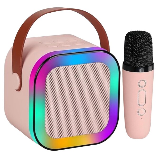 Parlante Karaoke Bluetooth Luces RGB Con Micrófono Portable Variante Color Rosa