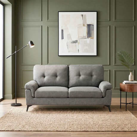Sillon 2 Cuerpos Tela y Madera Natural Living Lamona Gris Oscuro