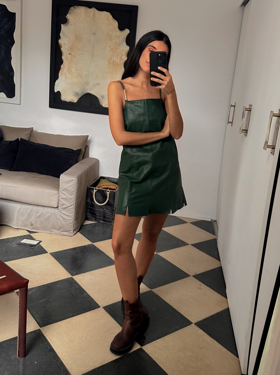 Mini Leather Dress - Verde Inglés 