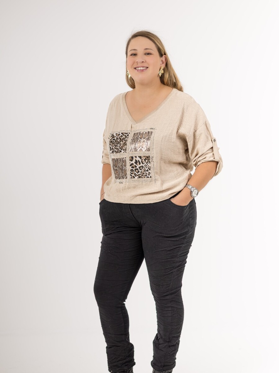 Remera viscosa con aplique print Made in Italy Remera viscosa con aplique print Made in Italy