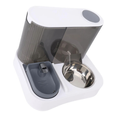 Dispensador De Agua/Comida 2en1 Para Mascotas Bowl de Acero Gris