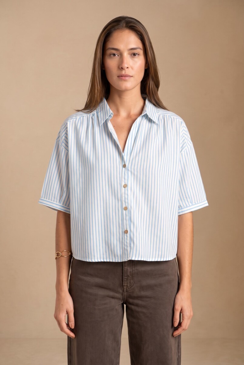 Blusa Rayada - Celeste 