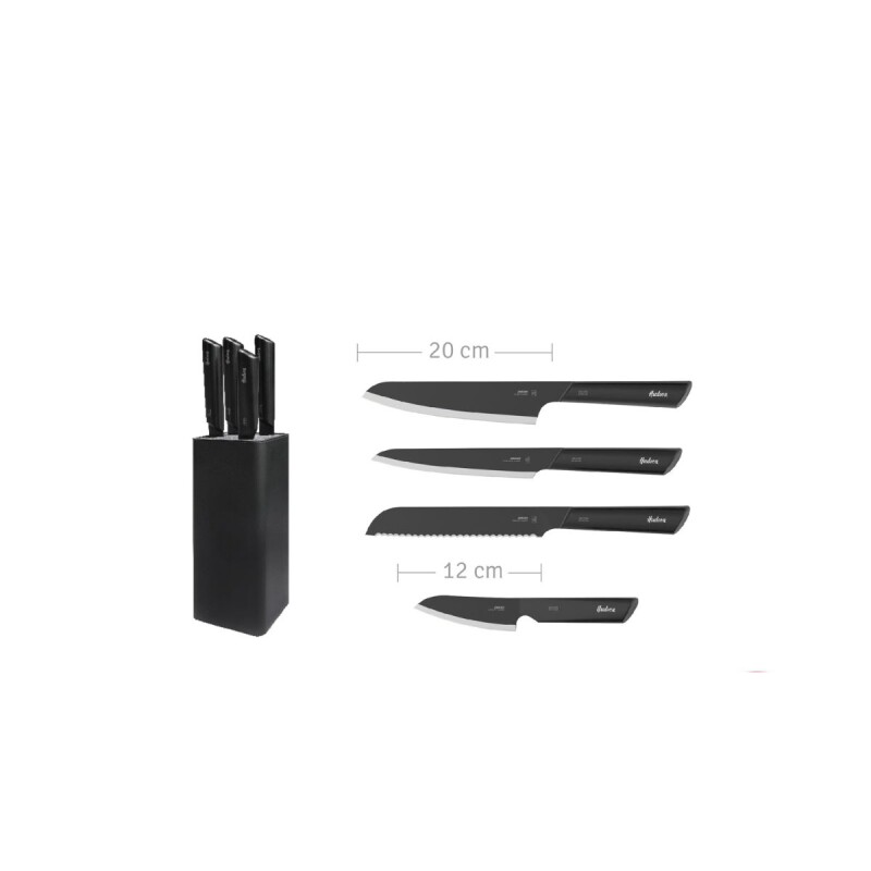Set de 4 cuchillos de ac. Inox. con soporte Design Hudson Set De 4 Cuchillos De Ac. Inox. Con Soporte Design Hudson