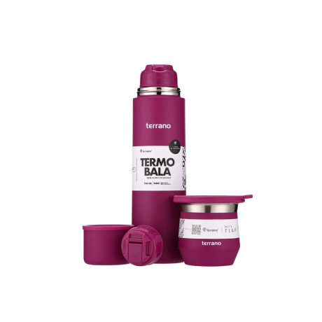 Kit Termo Acero Bala 750Ml + Mate Flap Púrpura