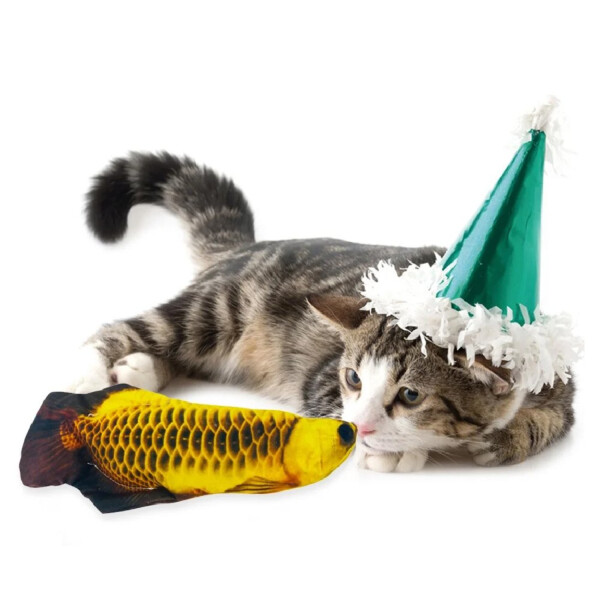 Juguete Gato Pescado Con Movimiento Interactivo Movil Variante Color Amarillo Negro