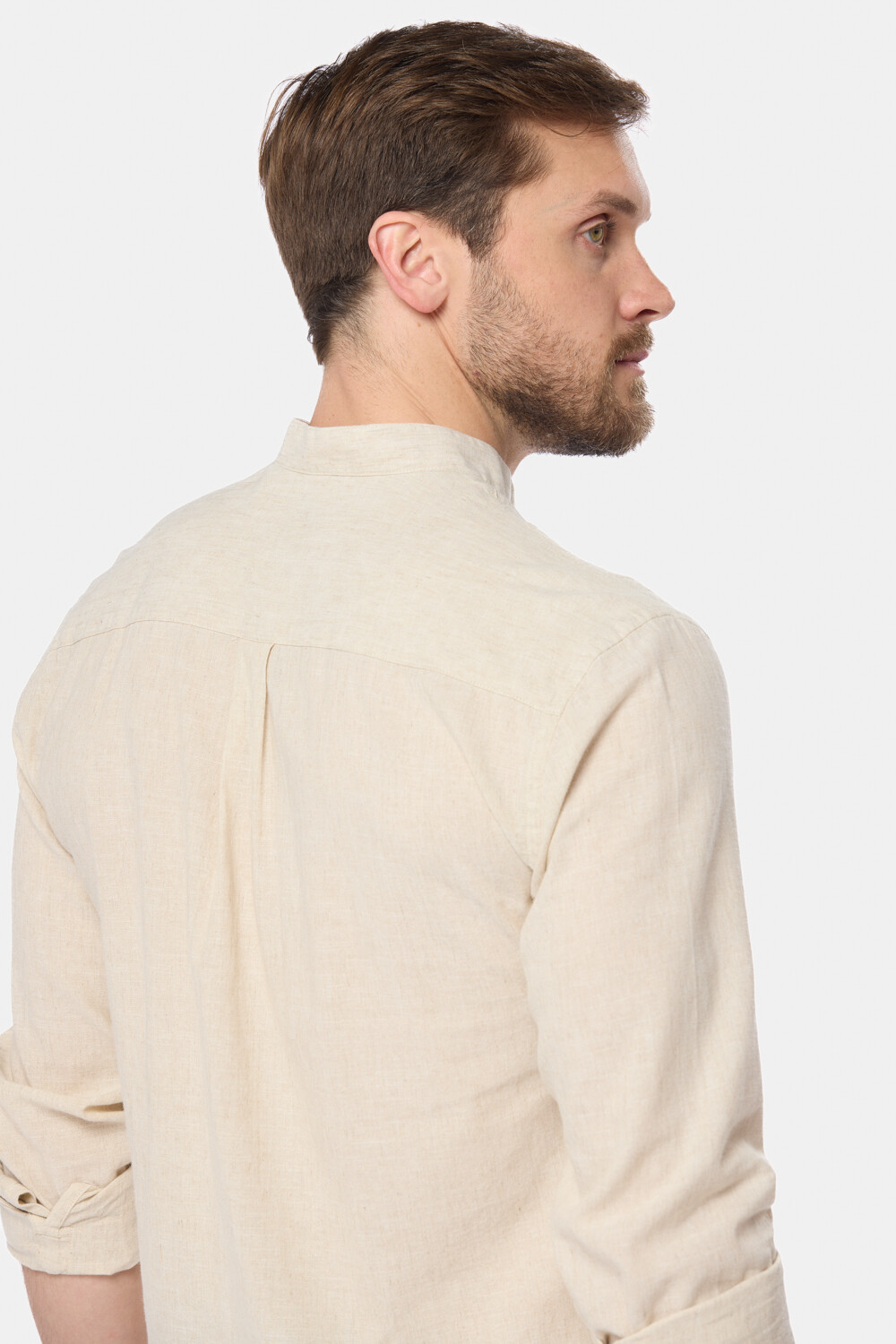 CAMISA DE LINO CUELLO MAO Beige