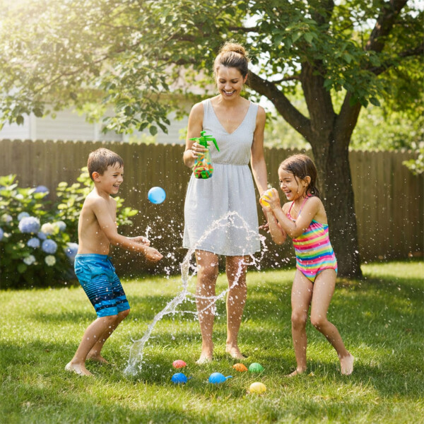 Bombitas De Agua 300 Unidades + Botella De Recarga Color Verde