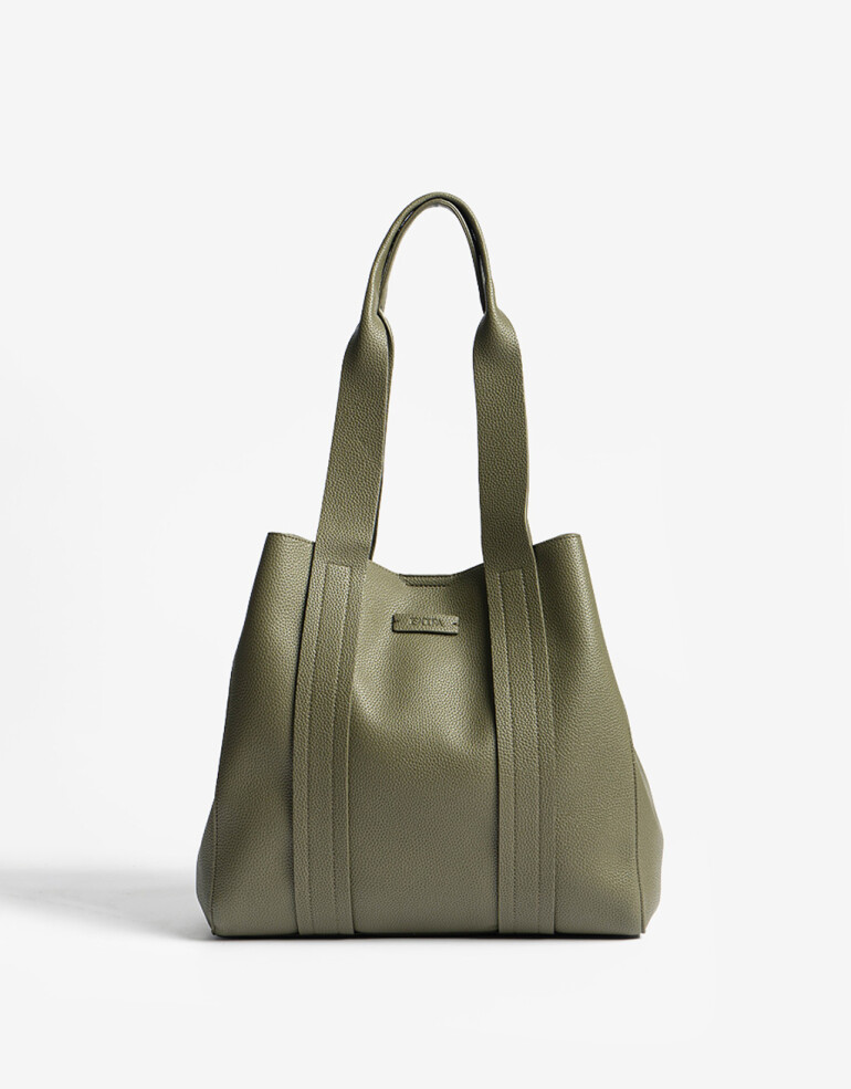 Shopper Basicos Shopper Con Doble Asa - Verde Militar