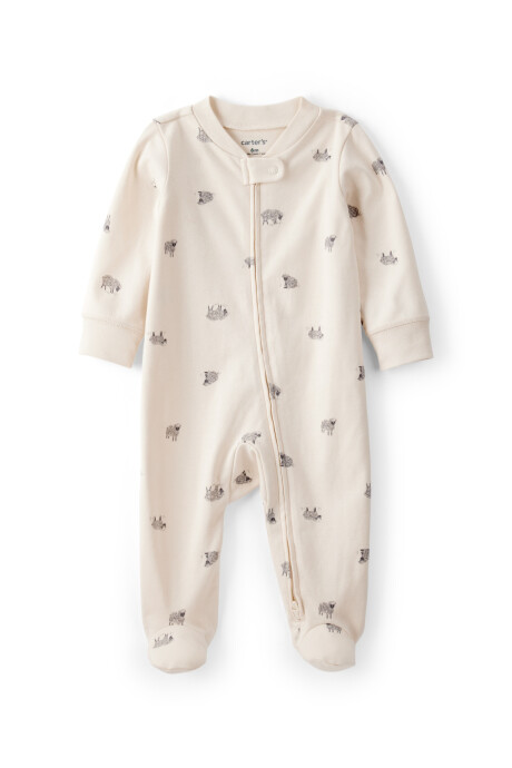 Pijama una pieza de algodón, con pie, diseño ovejas Sin color