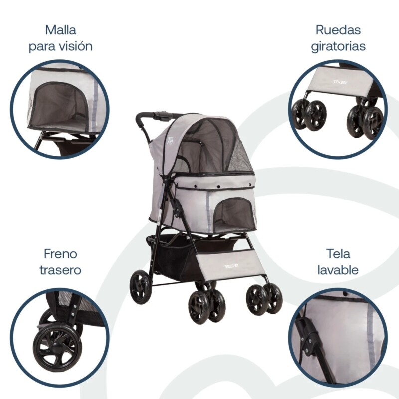 Coche para Mascota BRAVO de BEEPET Gris Coche para Mascota BRAVO de BEEPET Gris