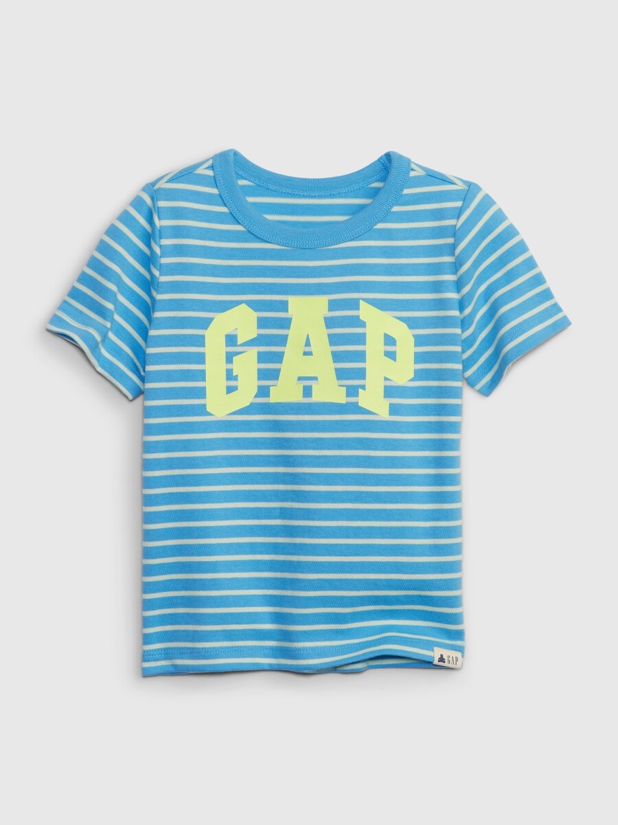Remera Logo Gap A Rayas Toddler Niño - Delta Blue 