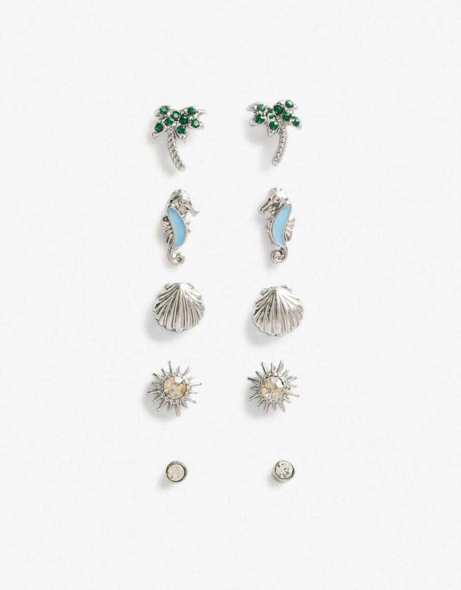 Set De Aros Pasantes Playeros - Plateado Rodio 