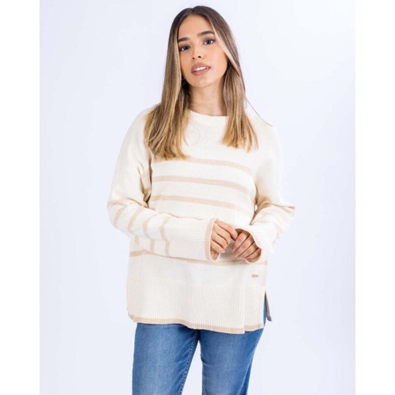 Buzo para Mujer a rayas UFO Mora Beige Buzo para Mujer a rayas UFO Mora Beige