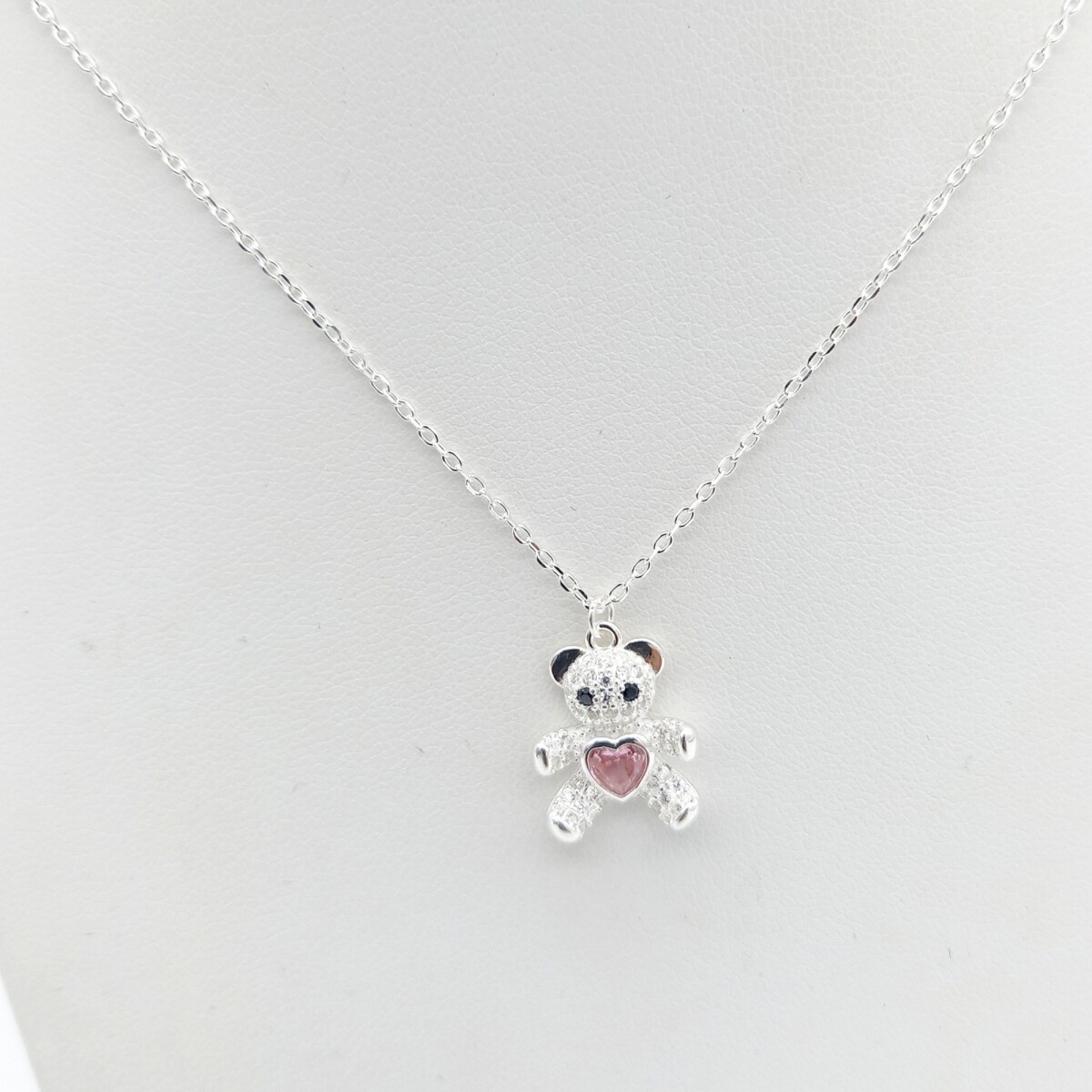 Cadena de plata 925 con dije OSITO con cristal. 